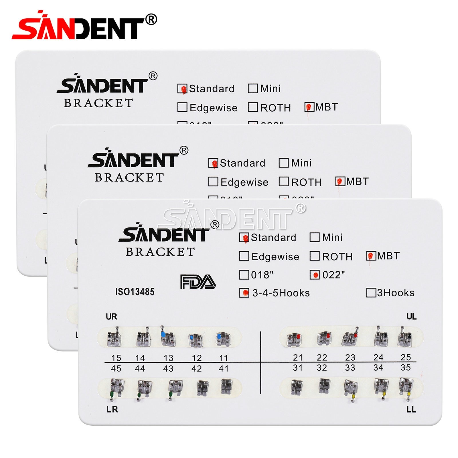 10-100 packs Dental Metal Brackets bracket braces Standard MBT 022 Hooks 345 #1