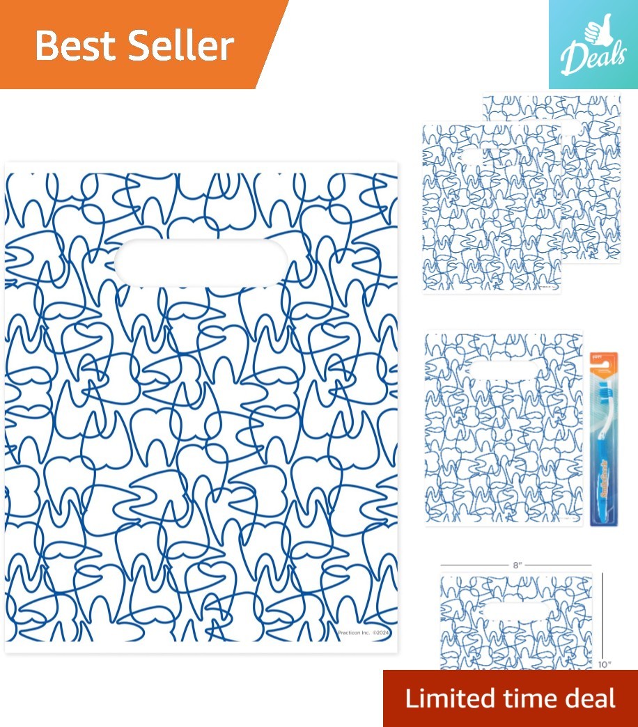 Durable 8″ x 10″ Dental Giveaway Bags, 100 Pack – Promote Hygiene with Fun!