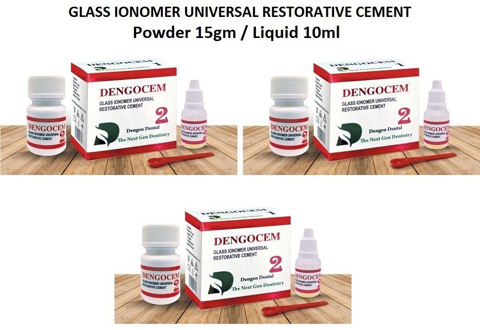 3 x Dental DENGOCEM 2 Self Cure Glass Ionomer Restorative Universal Cement