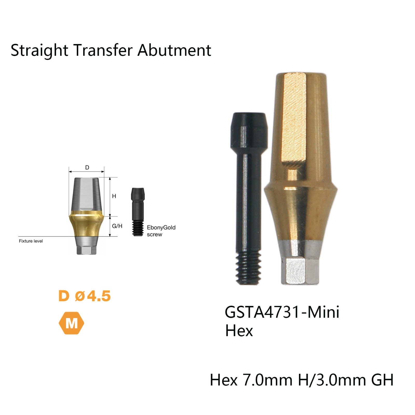 Titanium Pre-milled Straight Abutment 3.0mm GH Dental abutment fit Hiossen OSSTE