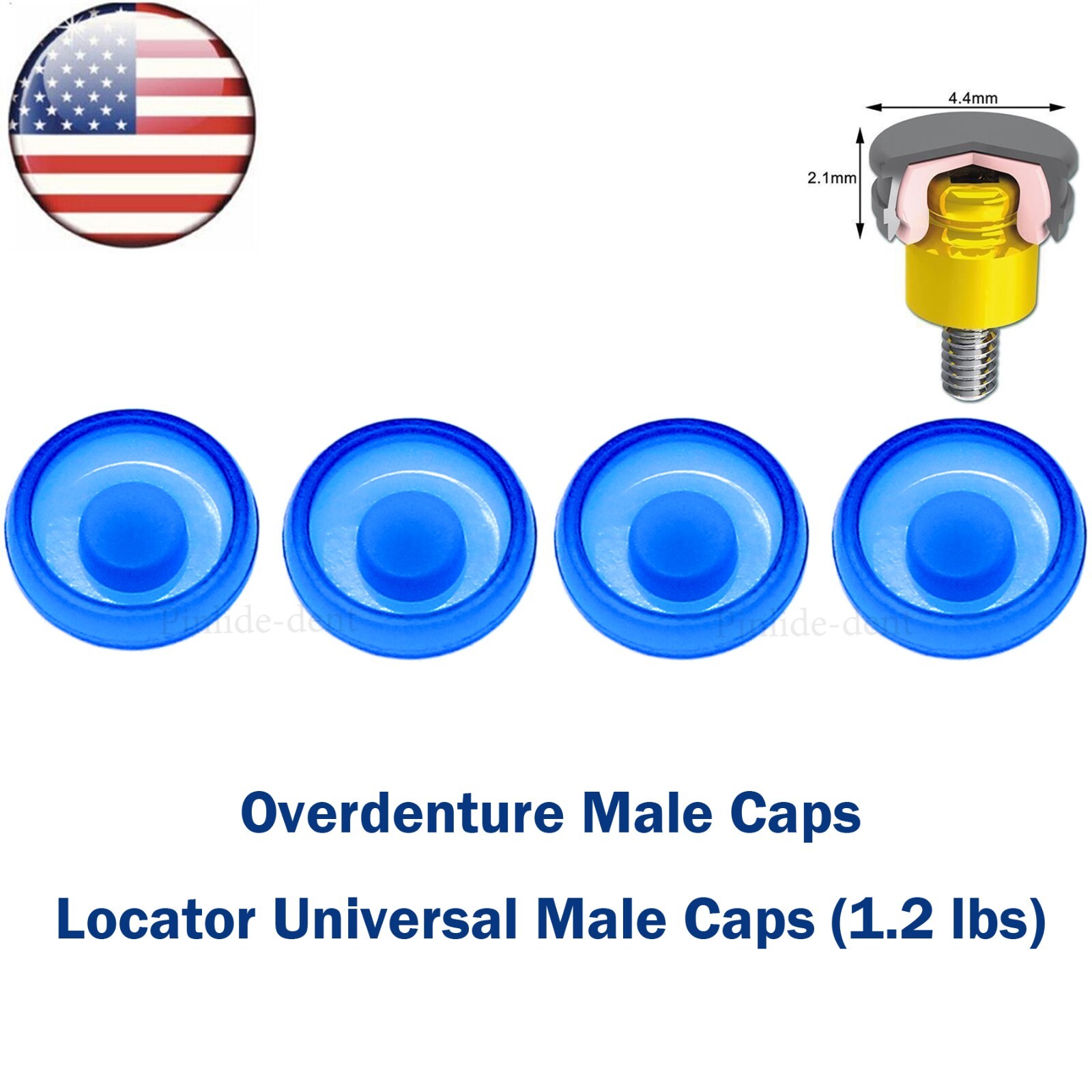 US Overdenture Implant Locator Retention Caps 1.2/2.4 lbs Metal Housing Caps