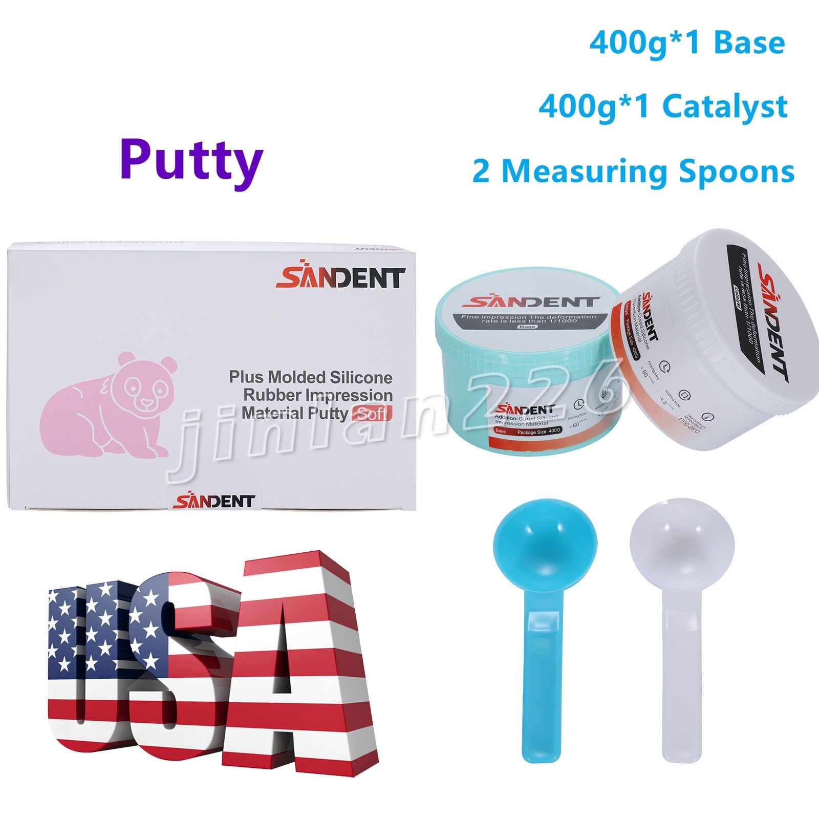 Dental VPS Putty Impression Material Fast Set 400mL Kit