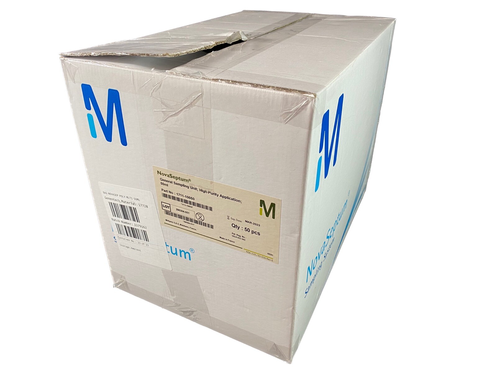 MILLIPORE 50mL NovaSeptum High Purity General Sampling Unit 1711-10050 (50/cs)