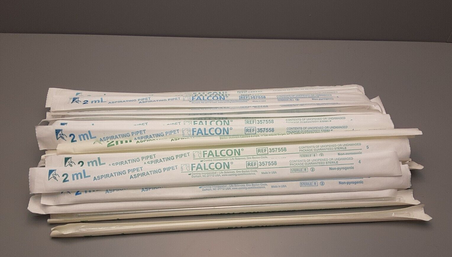 Falcon® 2 mL Aspirating Pipet, Polystyrene # 357558 / Lot of 40