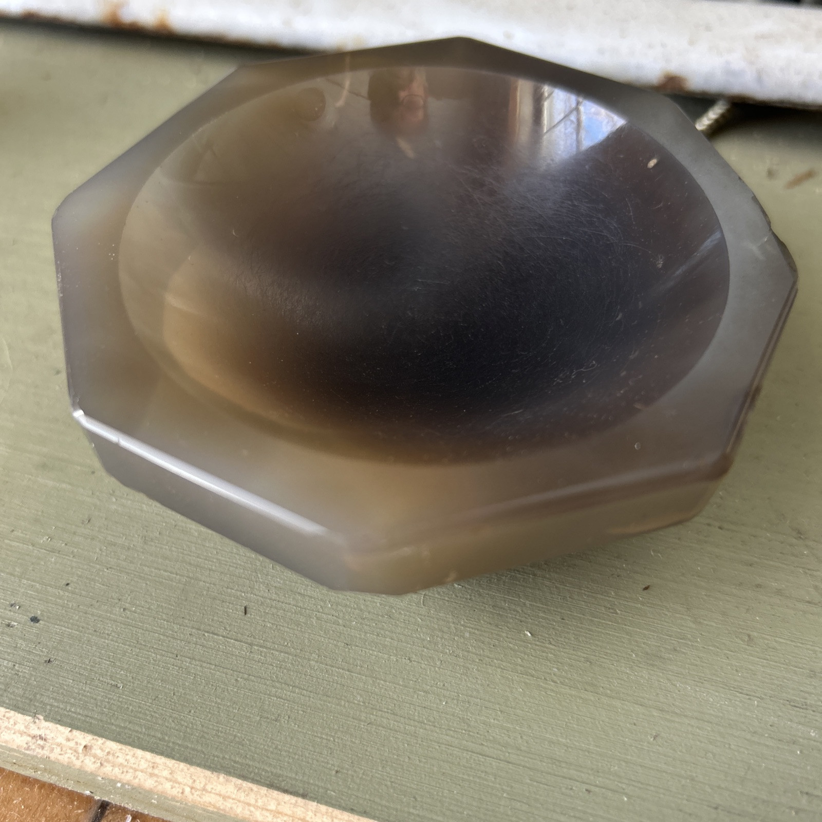 Octagonal Gray Agate Lab Mortar Grinding 3.5” Condition See Pics