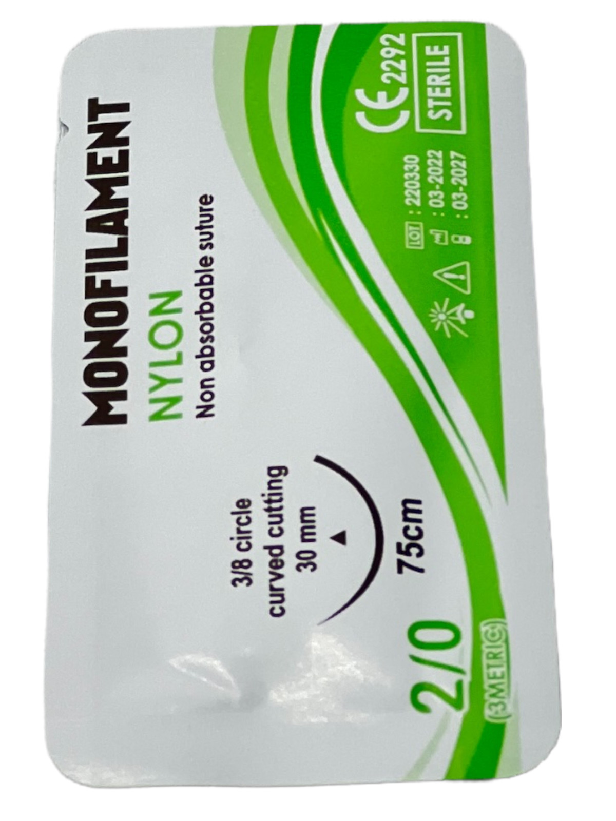 2/0 Monofilament Nylon Sterile Training Suture Thread With Needle Sewing Box12PK