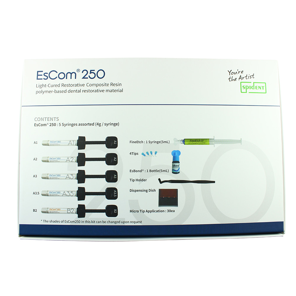 Dental Spident EsCom250 Restorative Light Cure Nanohybrid Composite Resin System
