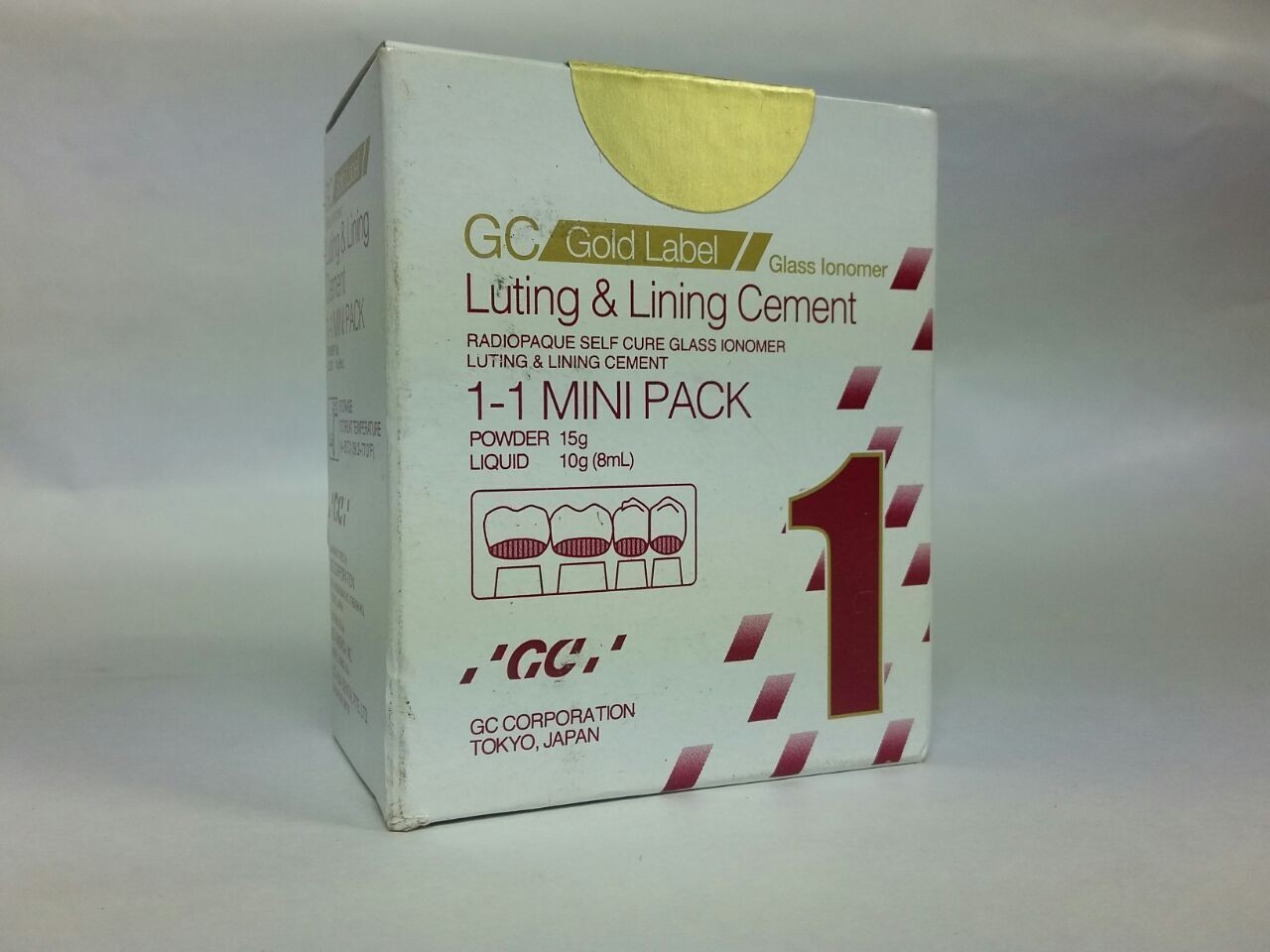 GC Gold Label Fuji 1 Mini Pack Radiopaque Luting & Lining Glass Ionomer Cement