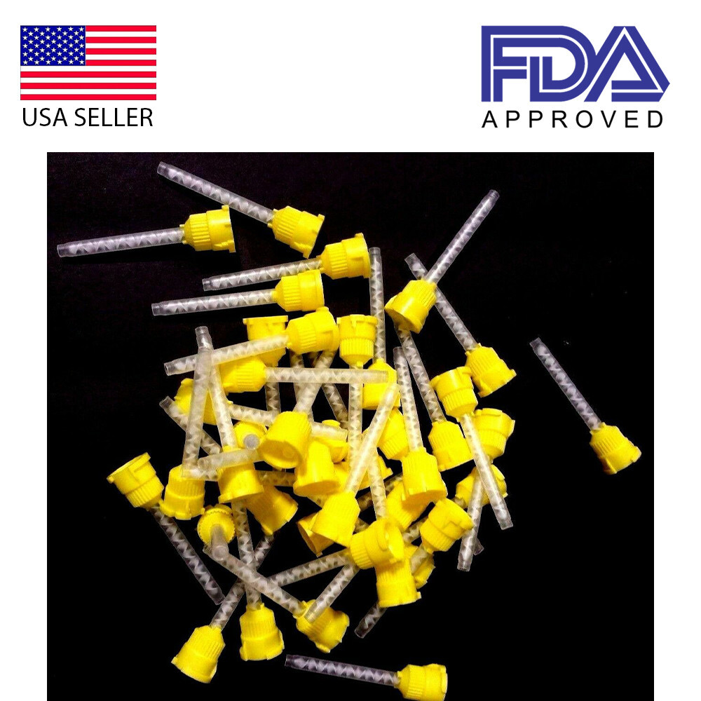 Dental Yellow HP Mixing Tips Defend Type 50 x 4.2mm Light Body Mydent VP-8105
