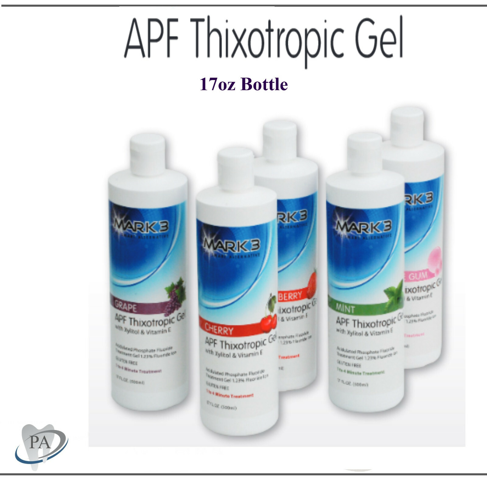 5 x Bottles Dental Fluoride Gel APF Thixotrophic Fluoride 1.23%, 17oz, Exp 09/25