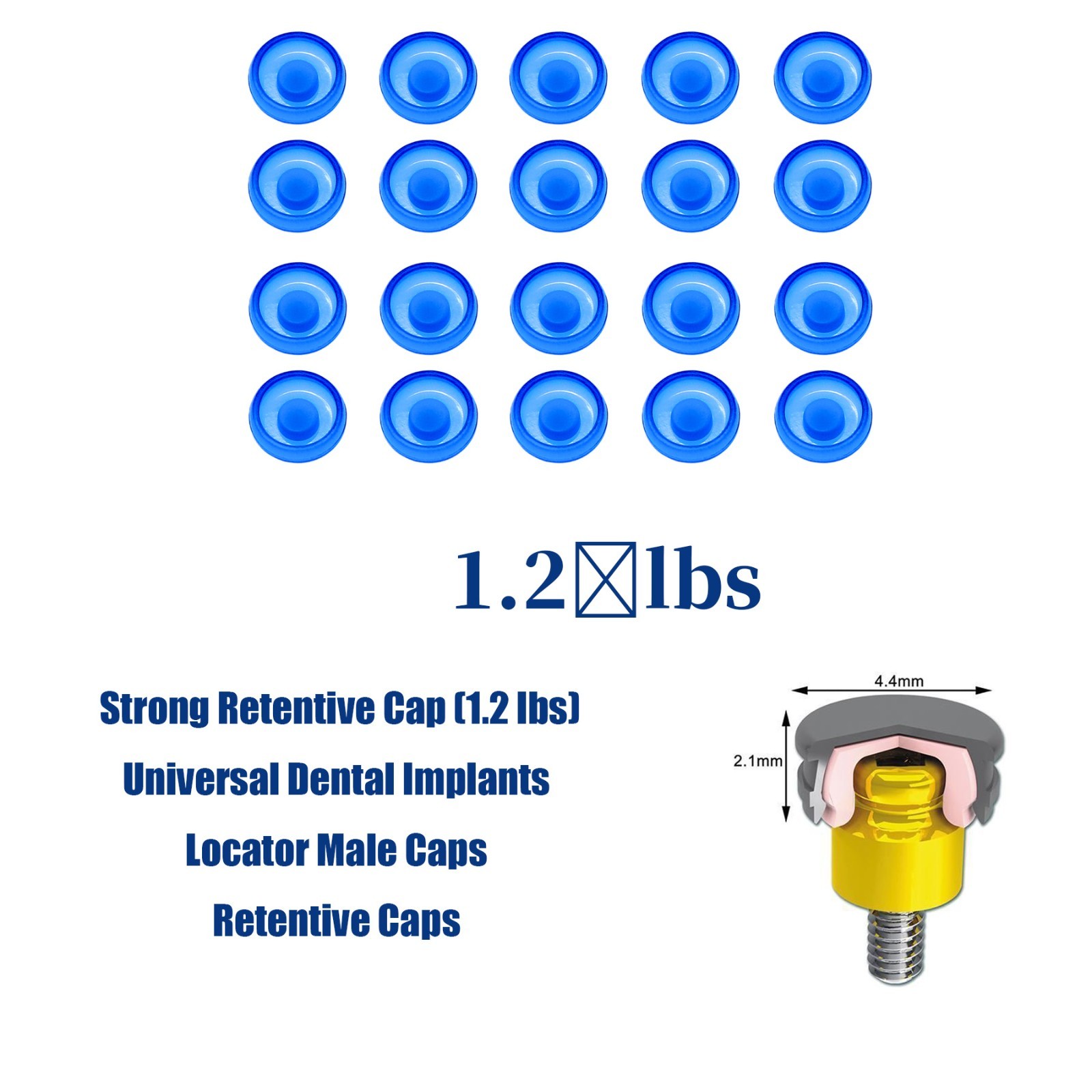 US Overdenture Removable Male Caps Inserts Standard 1.2lbs & LOCATOR Core Tool