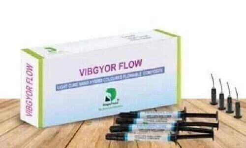 Cure Composite Coloured 4*2gm New Dengen Dental VIBGYOR flow Light (FREE SHIPING