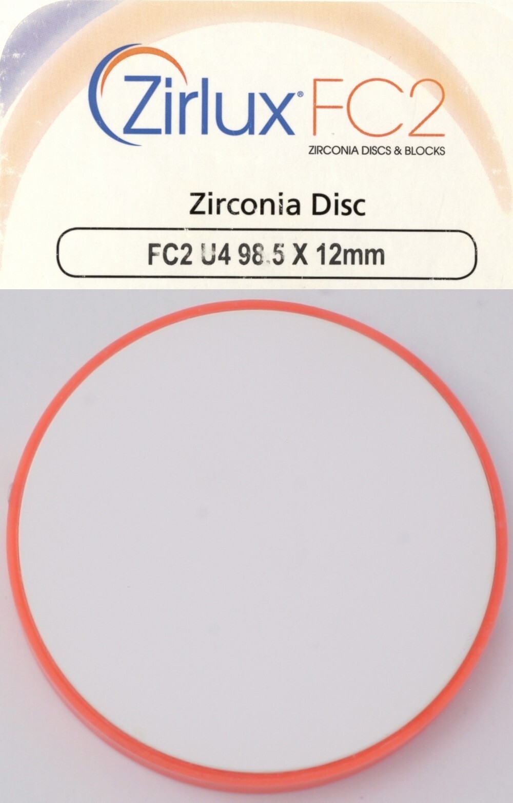 Scratched Zirlux FC2 Zirconia Disc Blank U4 98.5×12 mm 1.2190 Enlargement Factor