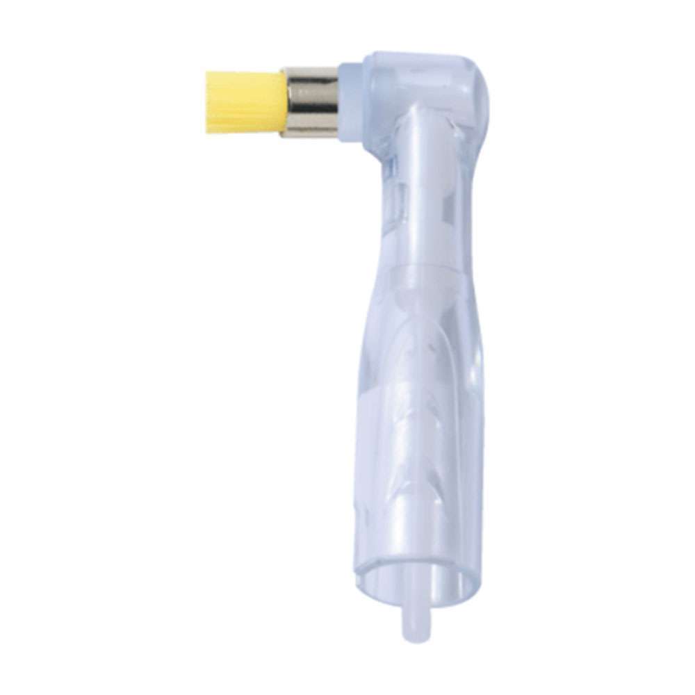 Premium Plus Clear Disposable Prophy Angle, Extra Soft Flat Yellow Brush, 100/Bx