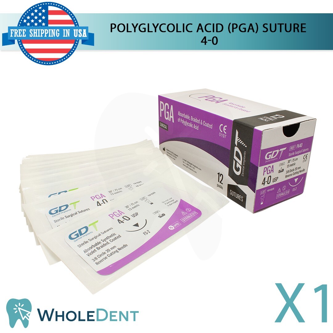 P G A Sut ure Sewing Thread 3/8 Circle Reverse Sterile 4-0
