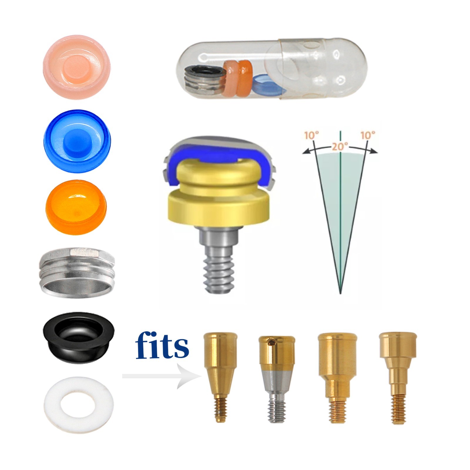 Locator Core Tool & Overdenture Retention Replacement Caps Insert 0.8/1.2/2.4lbs