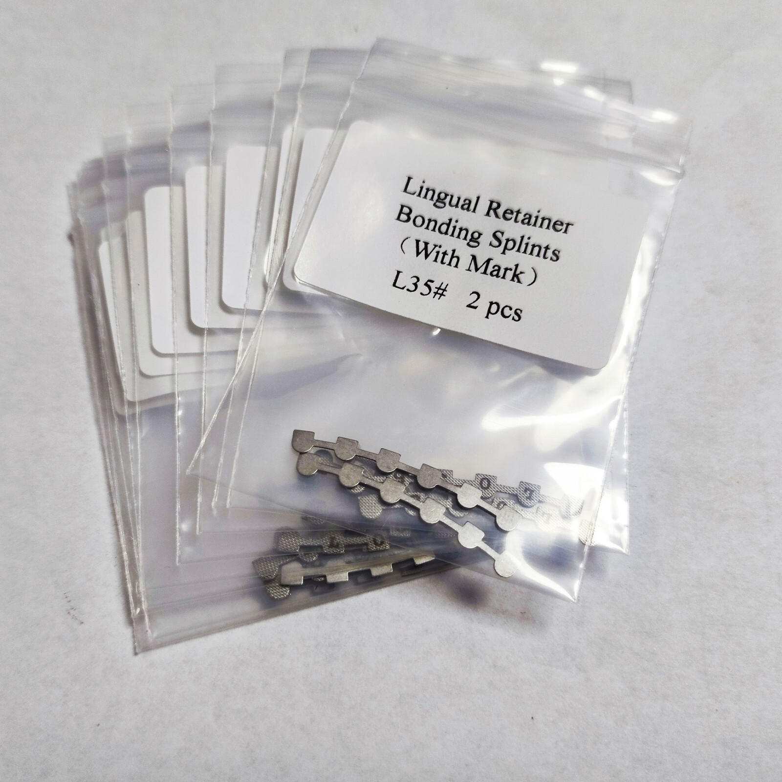 10 Packs 20Pcs Dental Lingual Retainer L#35 Mesh Base With Mark 2pcs/pack