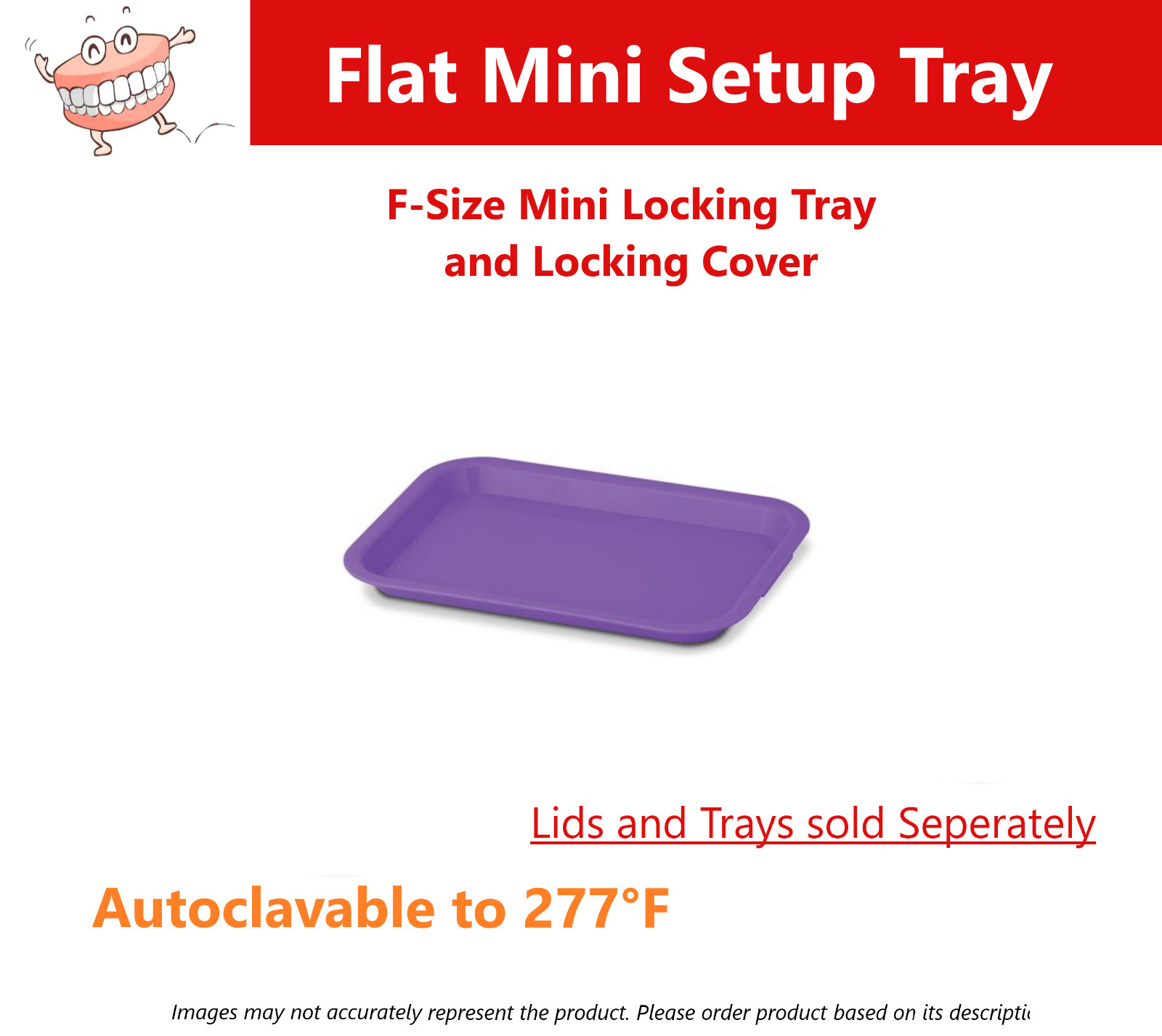 Dental Procedure Set-Up Trays Flat B (Ritter) or F Mini, or B Divided Tray 250F