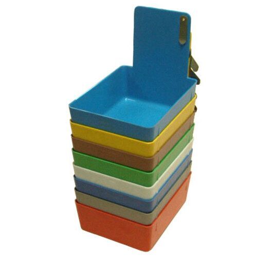 JSP Lab Pans – Assorted Colors Plastic Pan with Metal Clip 12/Pk. 7-1/16″