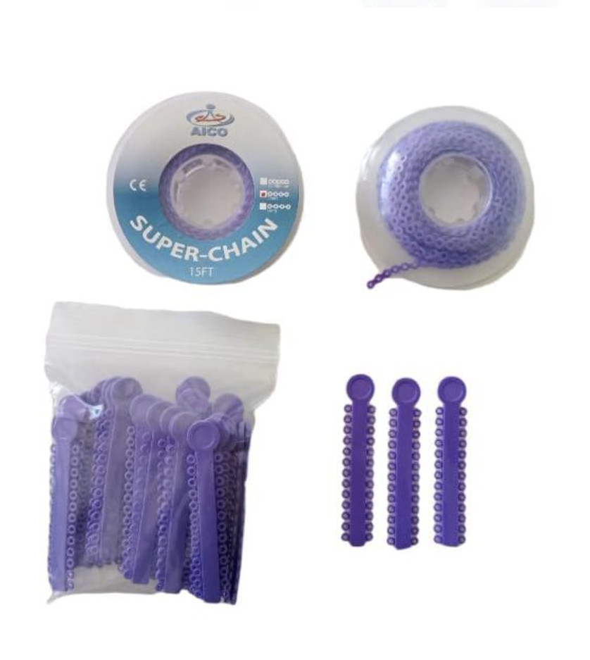 Elastic Ligature Modules & Power Chain Short Purple Dentaico Orthodontic Supply