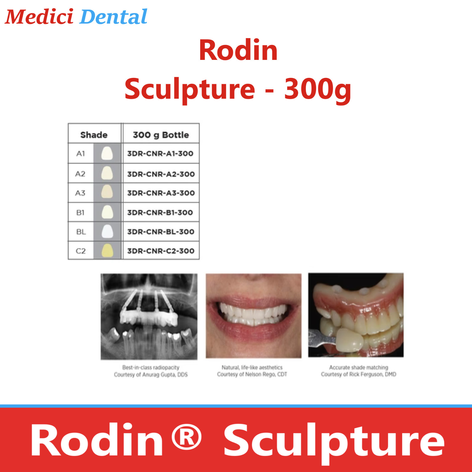 3D Print Resin Rodin Sculpture Ceramic Nanohybrid Resin Shade BLEACH, 300g Btl