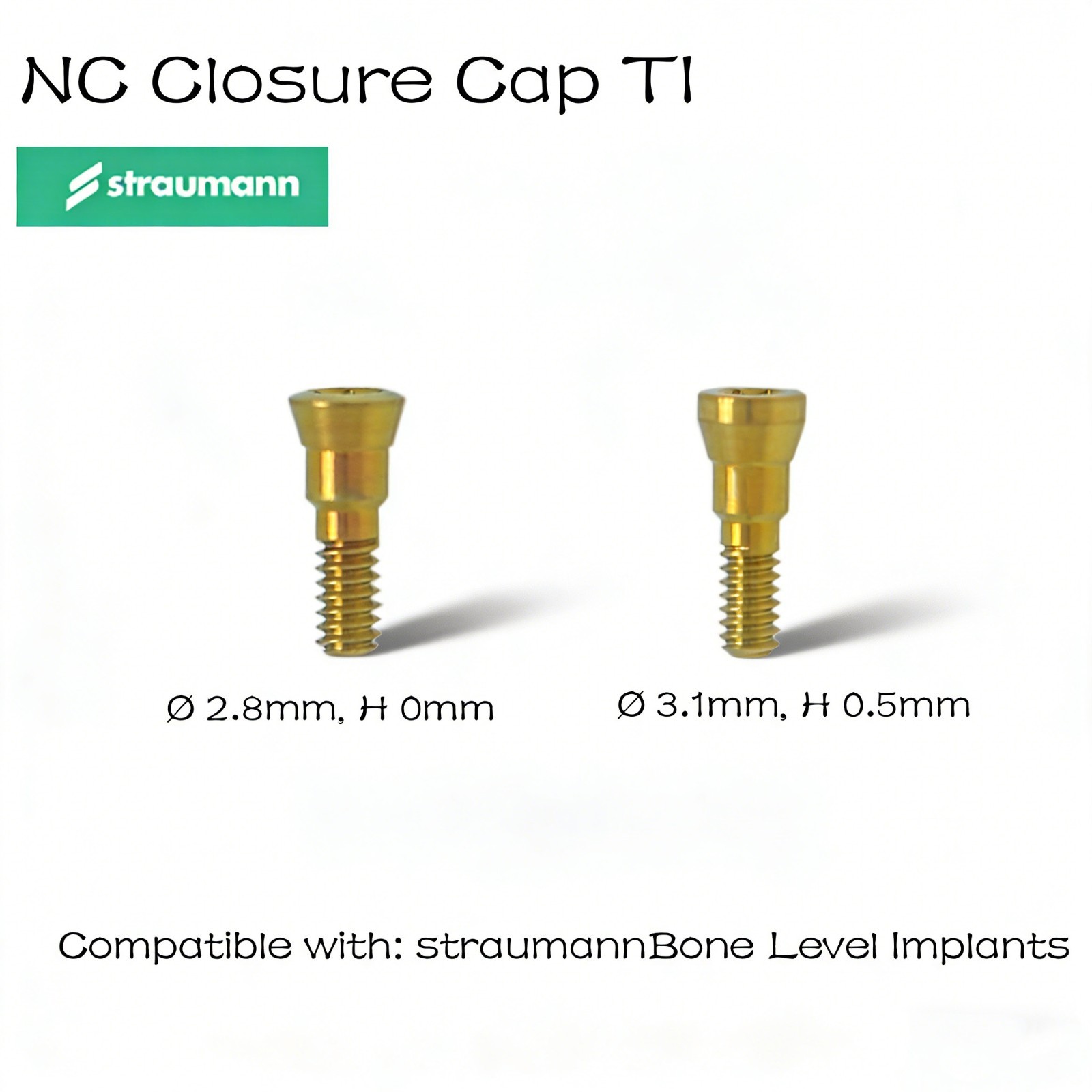 Straumann compatible Bone Level Tapered Ti Dental Closure Screw NC/RC 0/0.5mm H