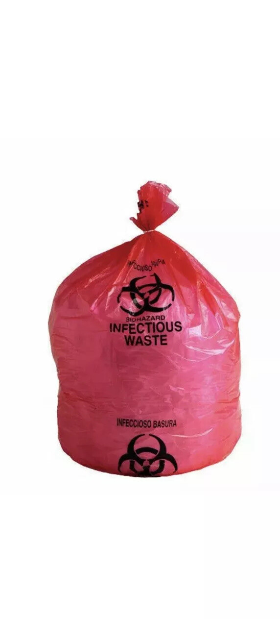 8 Rolls UNISAN IW4046R Health Care “bio-hazard” Printed Liners, 1.3mil, 50.7 gal