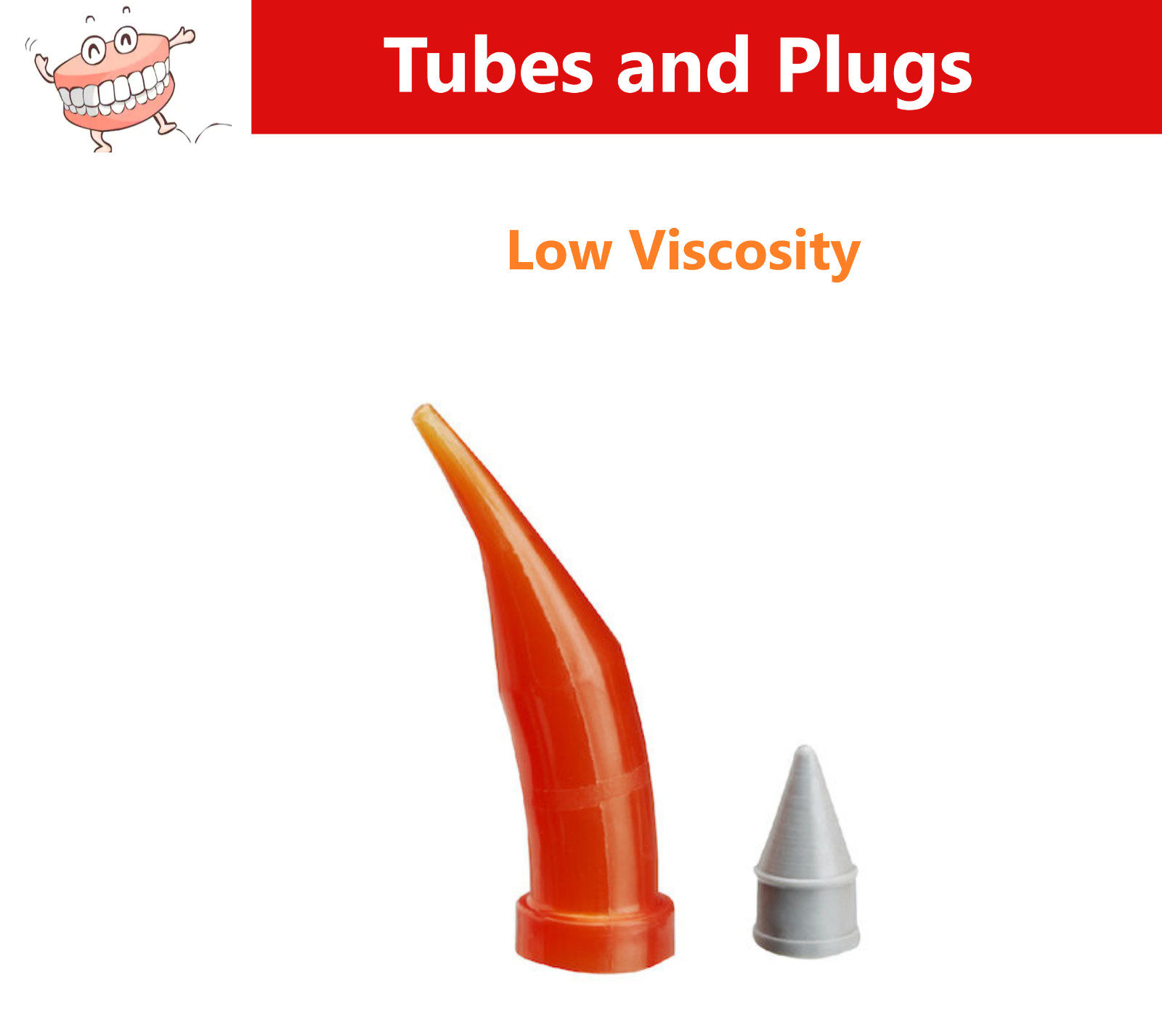 Dental Accudose Tubes and Plugs Low Viscosity For C-R Syringe, PhotoBloc Orange