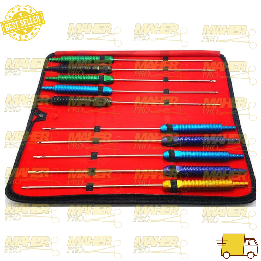 11Pcs Liposuction Cannula Set Fixed Aluminium Handle 30cm x 3mm,Premium Quality