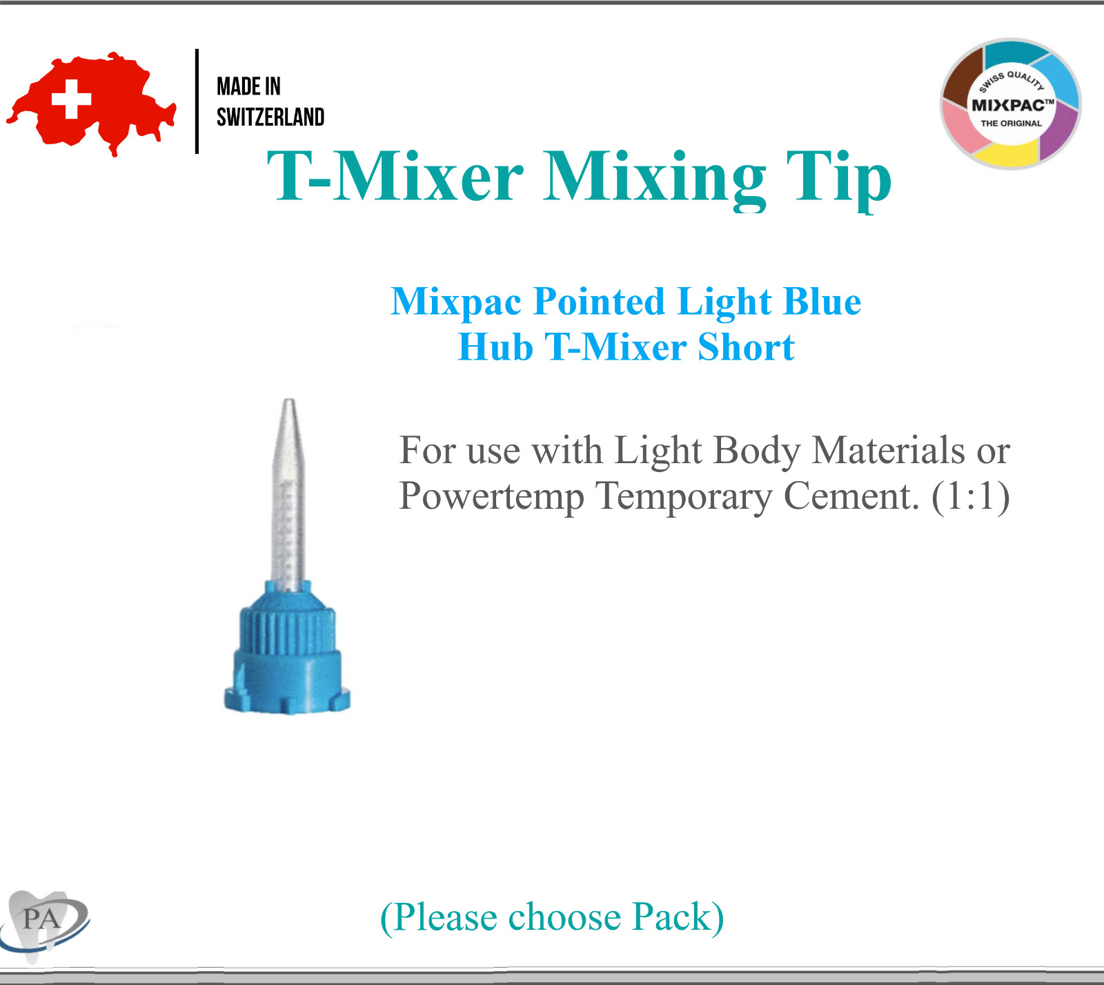 Dental Crown & Bridge HP Mixing Tips 4:1 10:1 Fine Blue/Orange, MIXPAC HP Tips