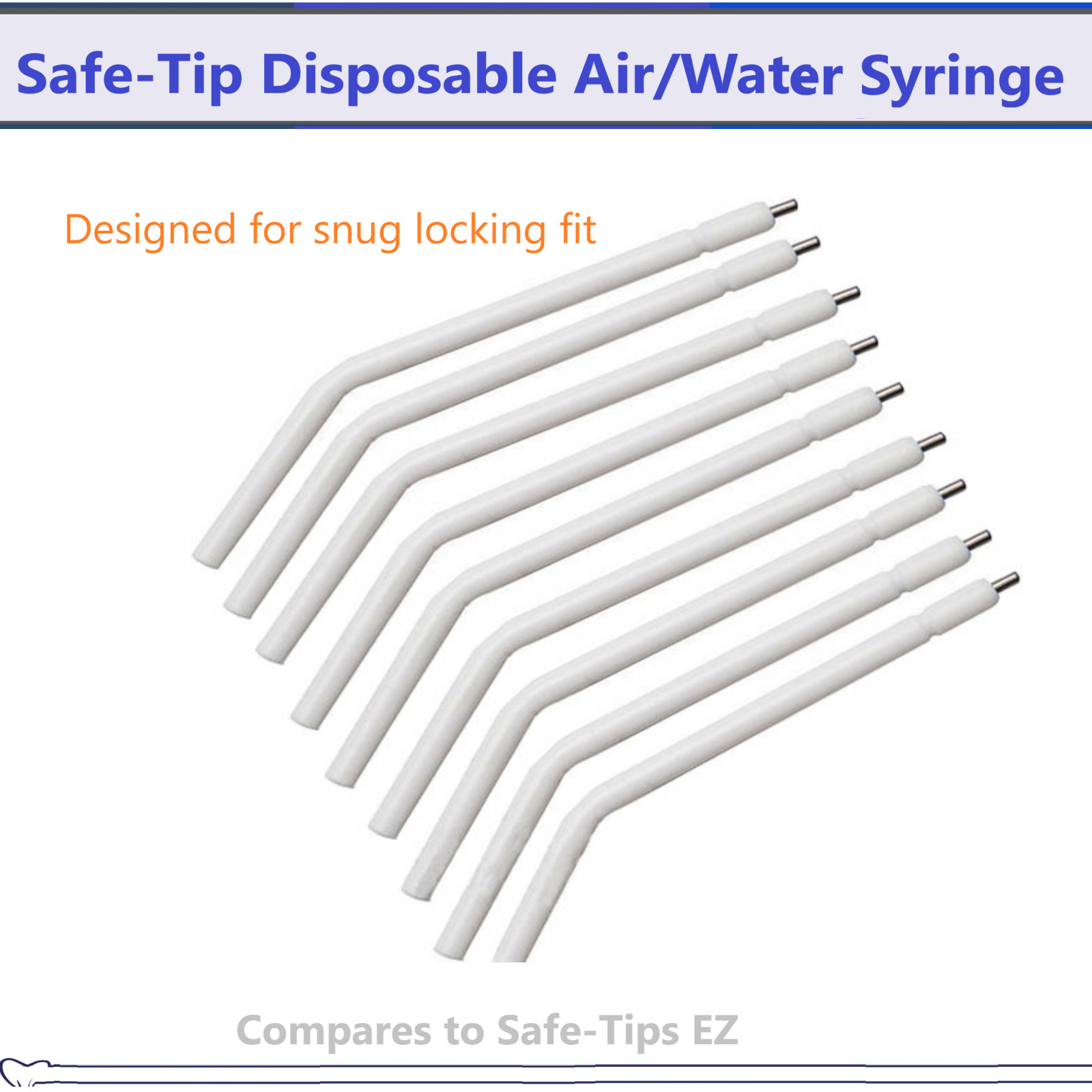 Dental Metal Core 3 Way Syringe Tips, White, Safe-Tips EZ Disposable Air Water