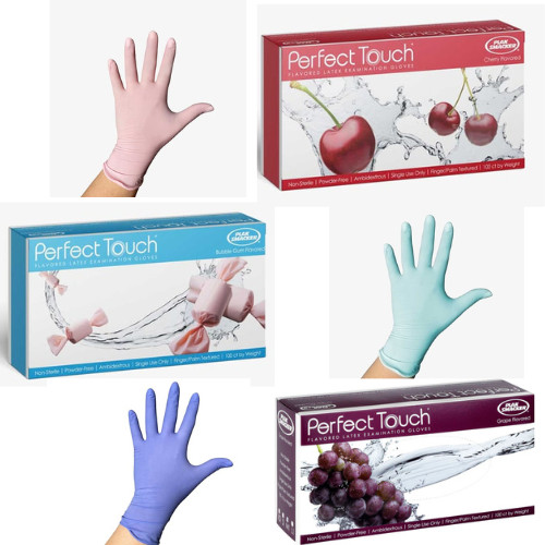 UP to 1000pcs Perfect Touch Latex Gloves XS;S;M;L,choose Flavored and color