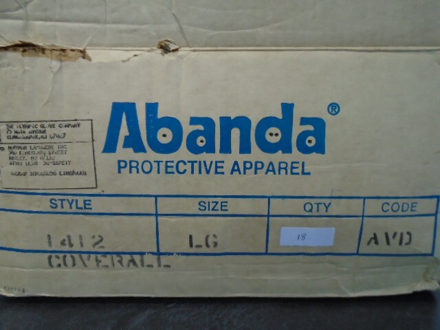 LAKELAND ABANDA Size Large White Coveralls Open Ankle Sleeves 1412L 18/Pcs