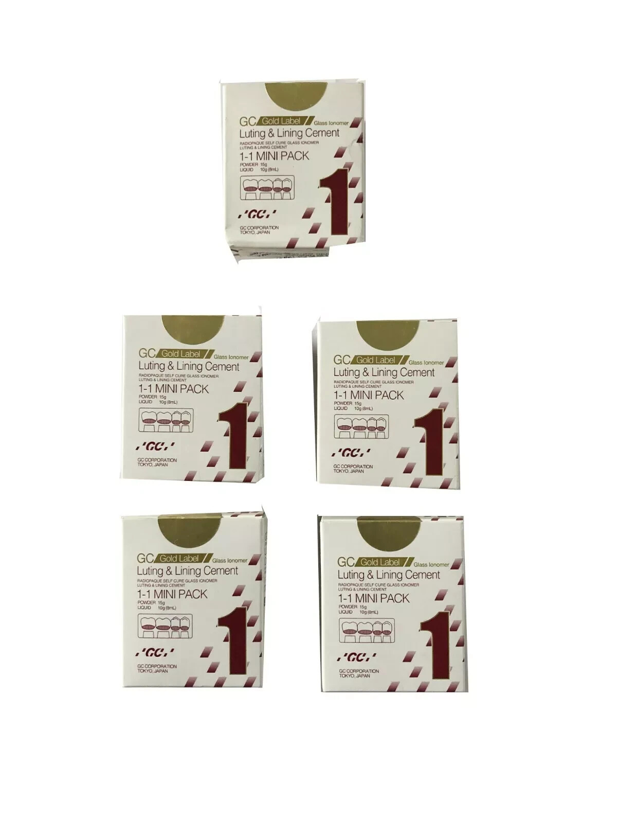 Dental Pack of 10 GC FUJI I 1 Powder Liquid Luting Cement Mini Pack