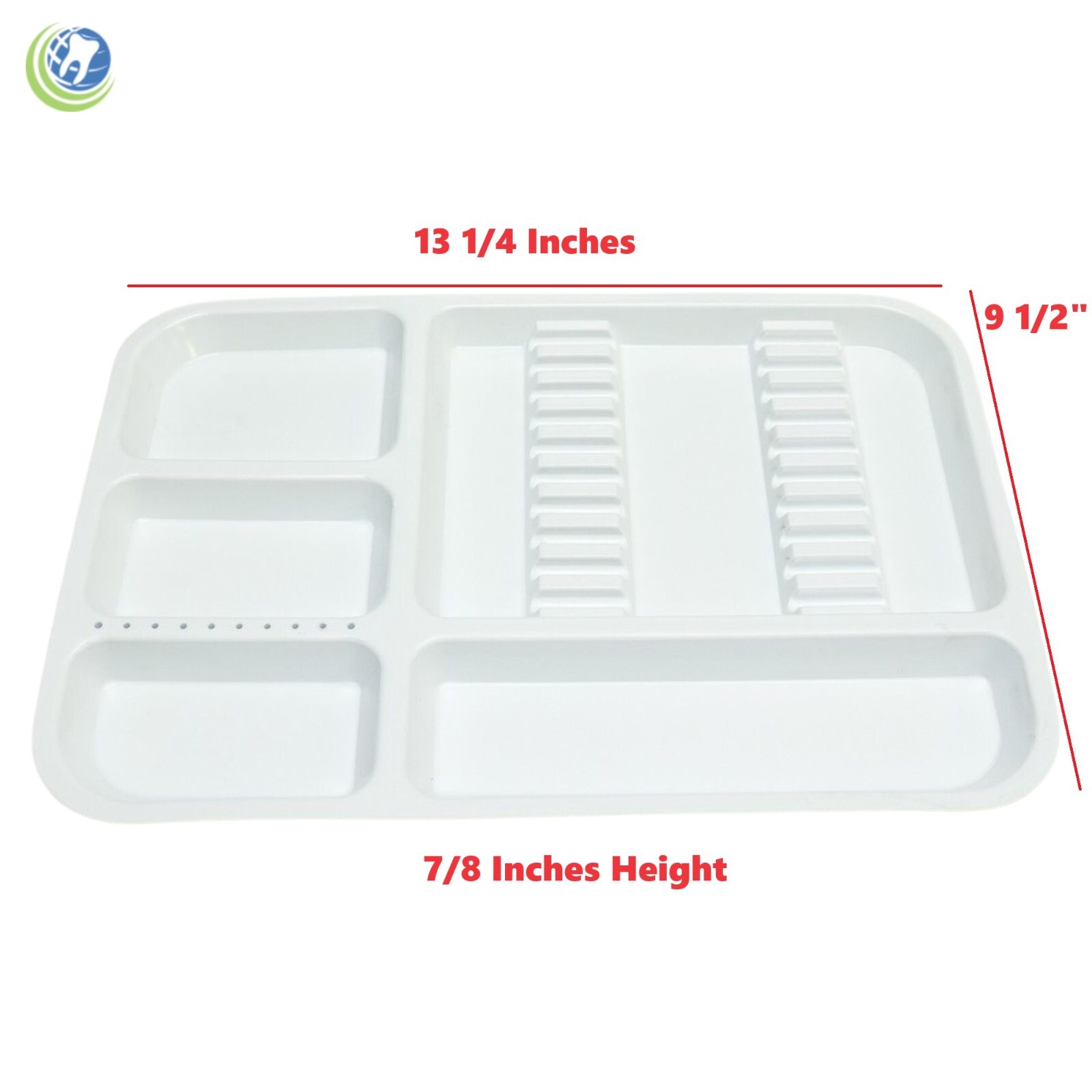 5 X DENTAL INSTRUMENT SET UP TRAY WITH BUR HOLDER SECTION WHITE COLOR #311-2520