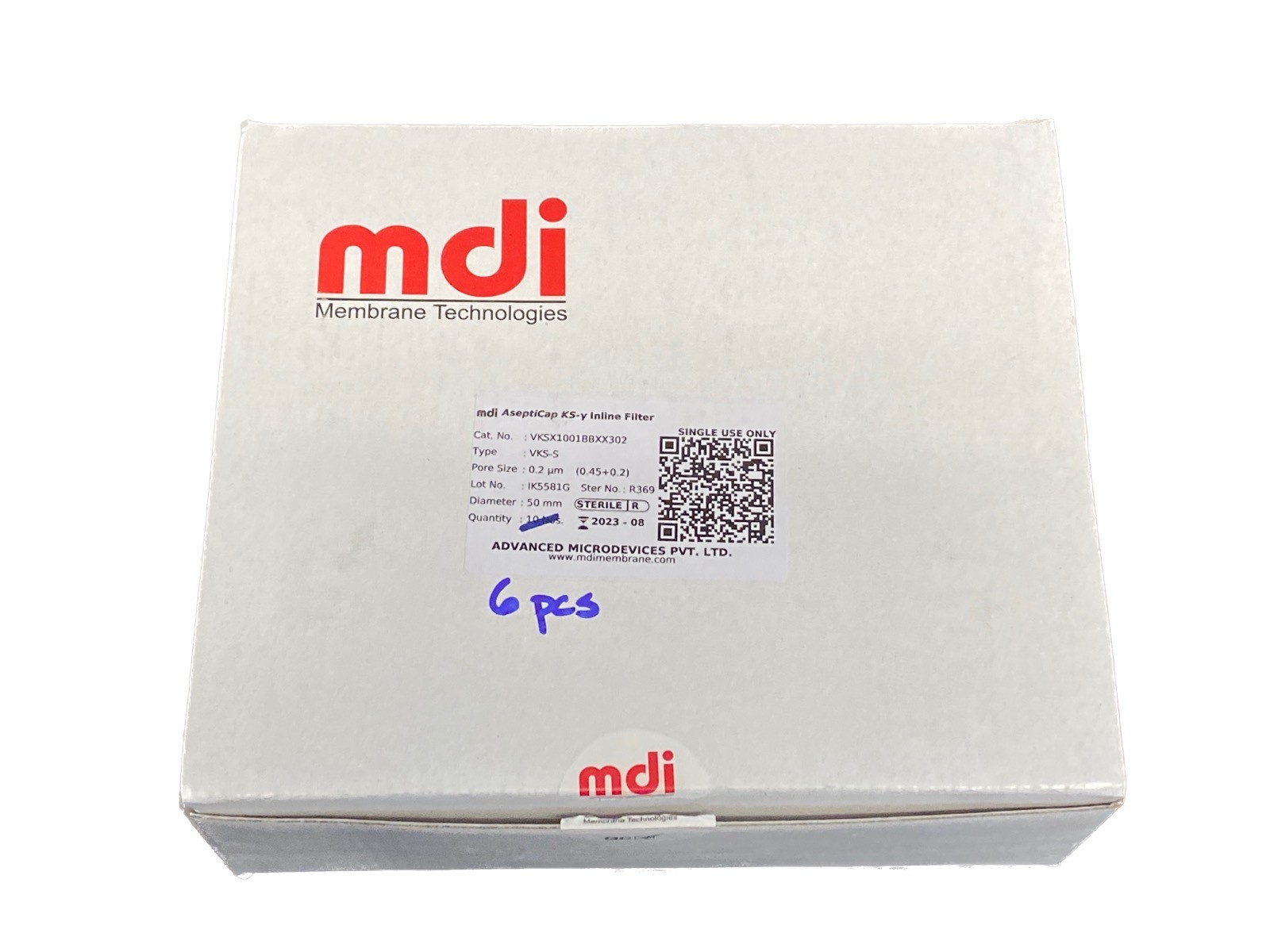 (6) Advanced Microdevices MDI AseptiCap KS-y Inline Filter 50mm VKSX1001BBXX302