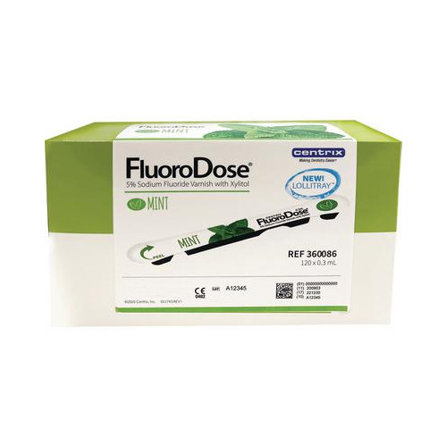 Centrix 360086 Fluorodose Cavity Fluoride Varnish Mint 0.3 mL 120/Pk