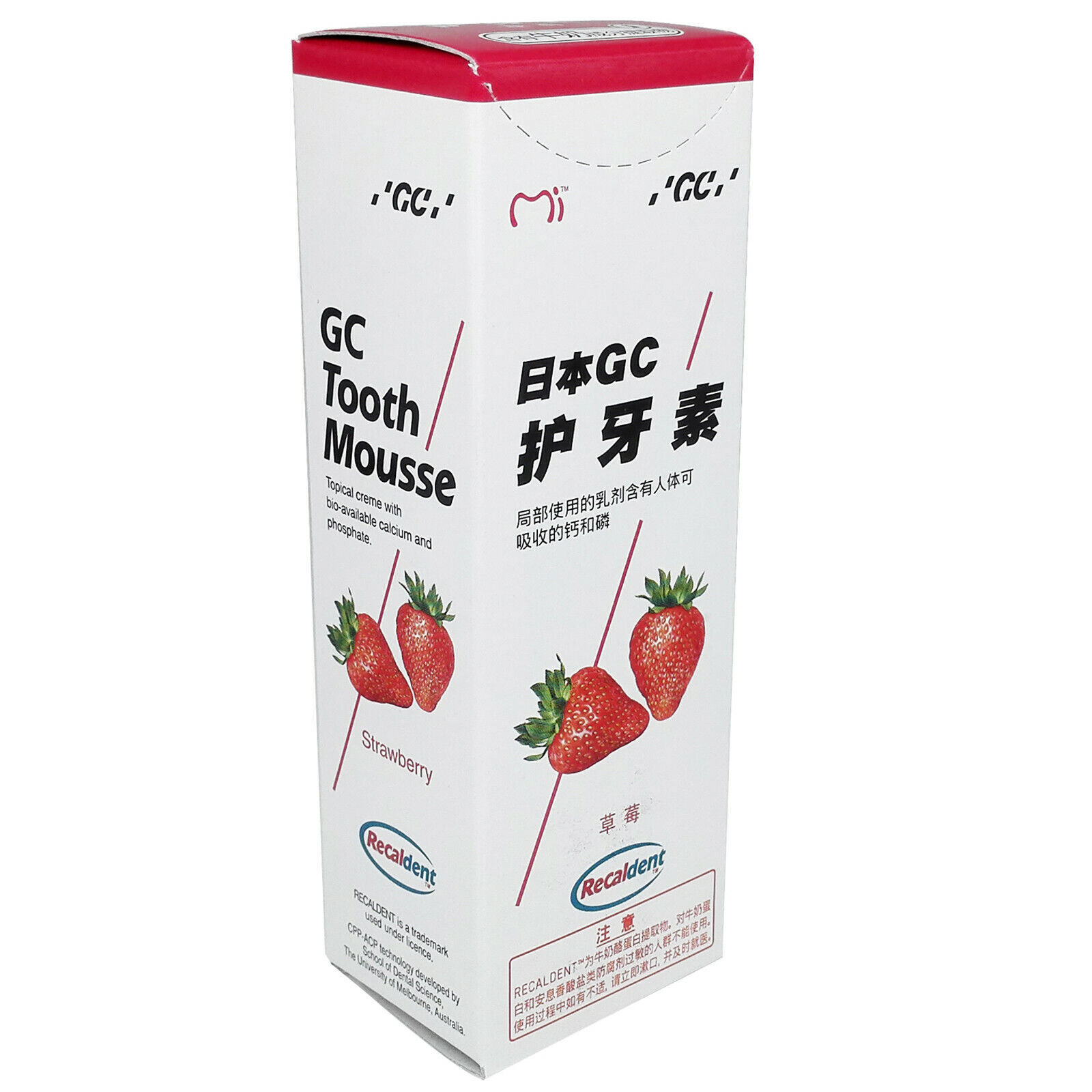 GC MI Paste Oral Topical Crème with RECALDENT 40g Tube – STRAWBERRY Flavor