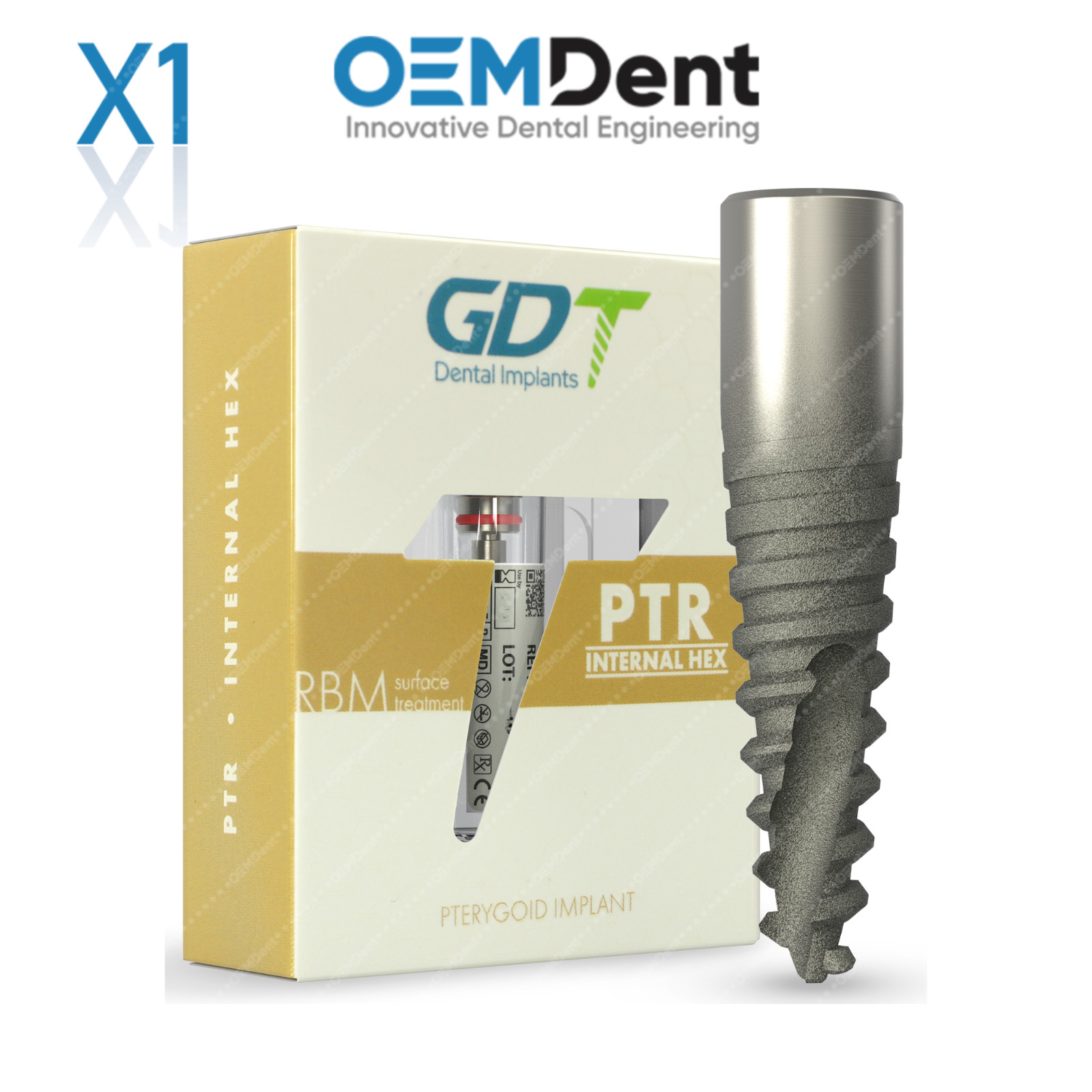 Dental Titanium PTR Pterygoid Fixtures Int Hex 2.42mm System Lab
