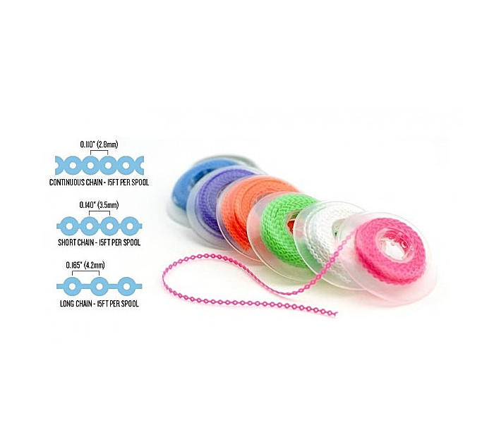O&S Dental TopChain Latex Free Elastic Chain 15′ per Spool All Colors & Size-USA