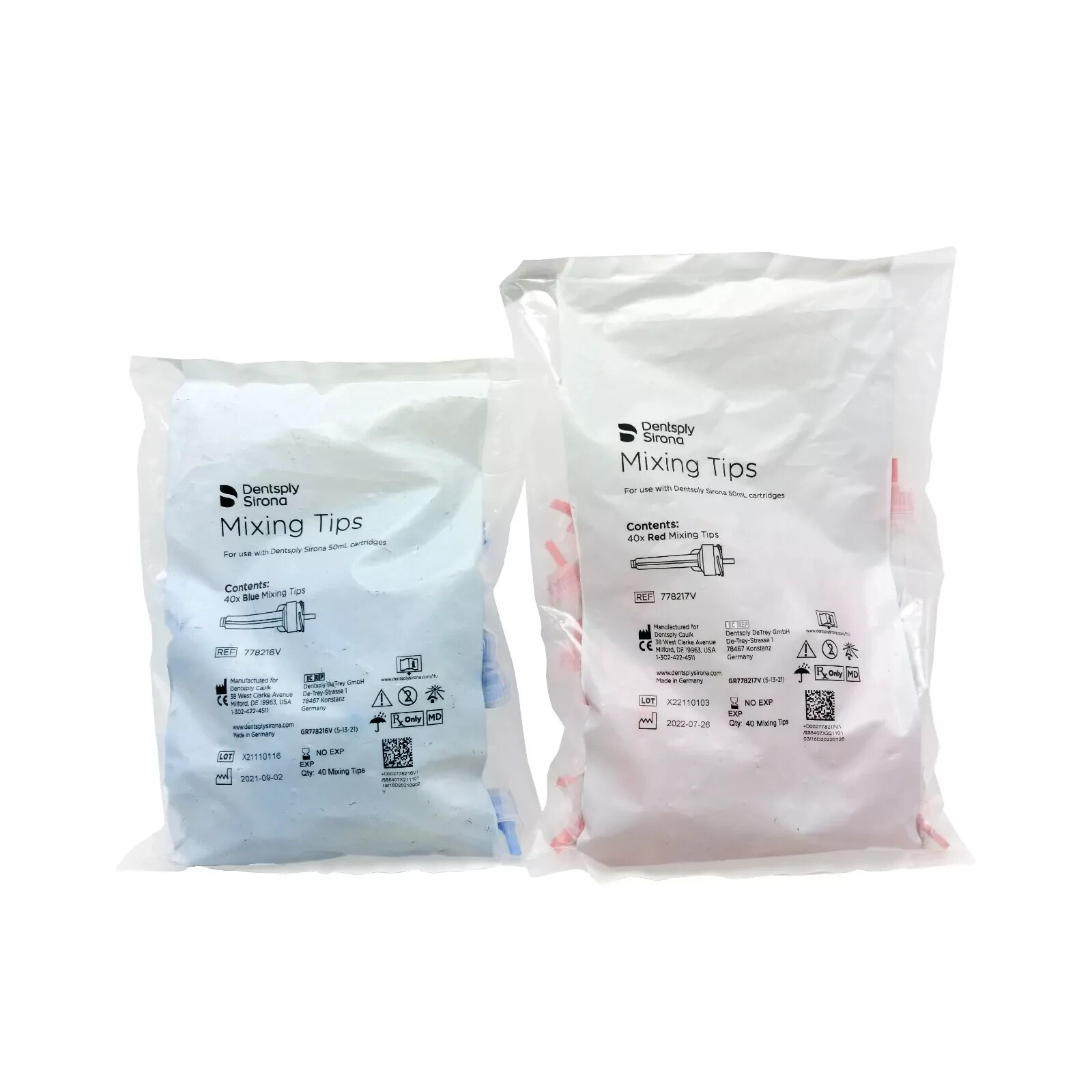 Dentsply Sirona Mixing Tips Red/Blue -for use with Sirona 50mL Cartridge & Genie