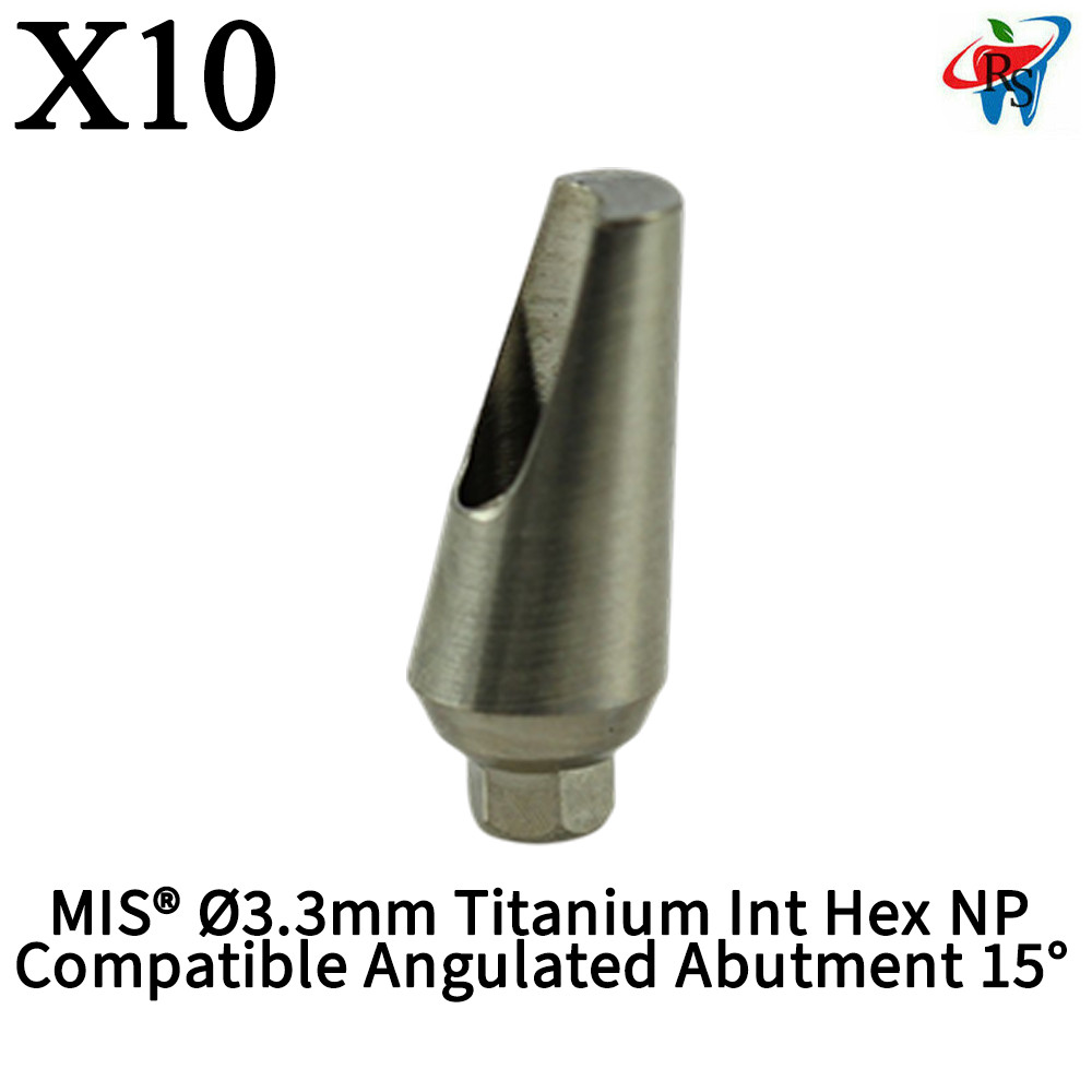 10x Dental MIS® Ø3.3mm Titanium Int Hex NP Compatible Angulated Prosthetic 15°