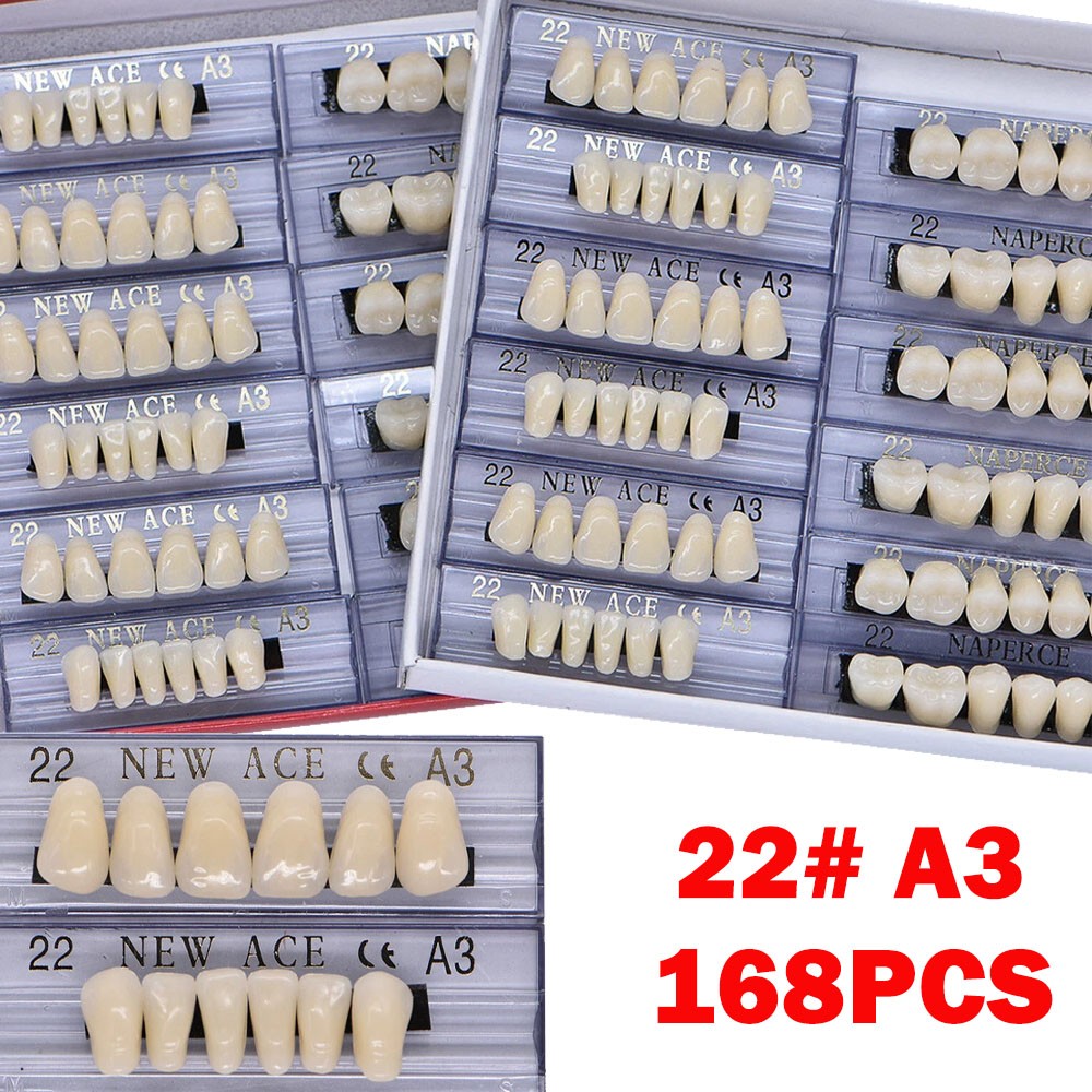 168Pcs Dental Acrylic Resin Denture 22#A3 Full Set Teeth Upper Lower Shade Tooth
