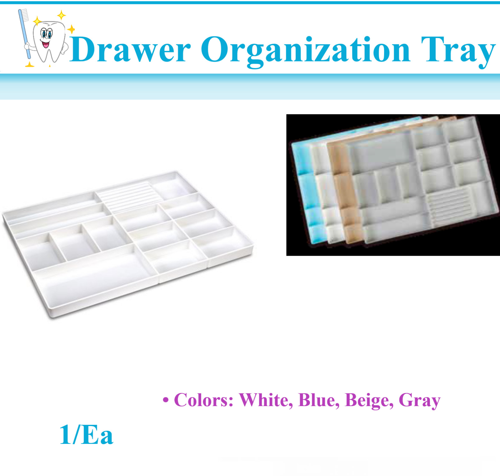 Dental Instruments Supplies Drawer Organization Tray Storage 16″W x 12-3″ ⁄ 16D