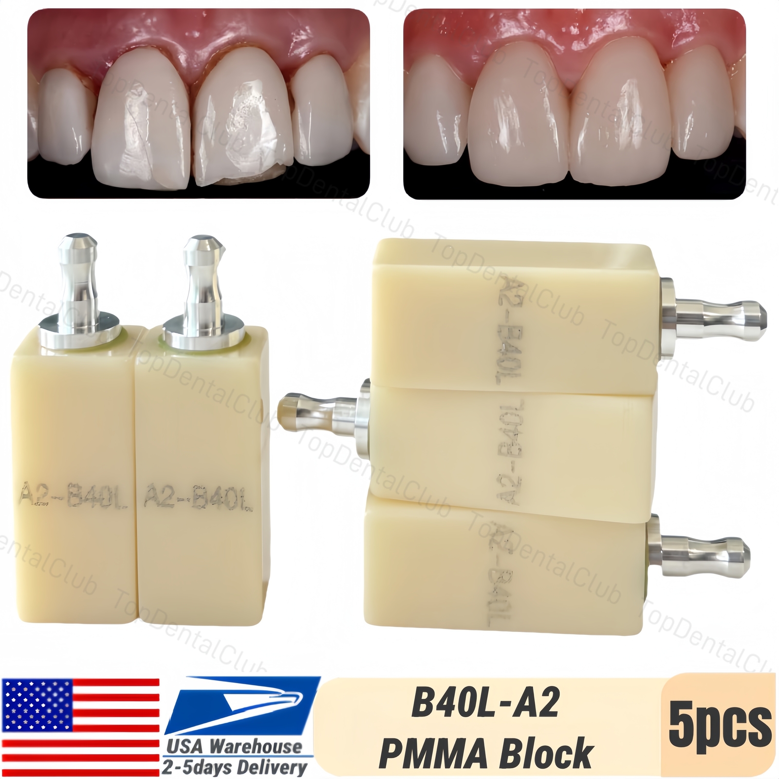 Dental Non Firing PMMA Block B40L A2 CAM CAD CEREC Milling Sirona Free Sinter US