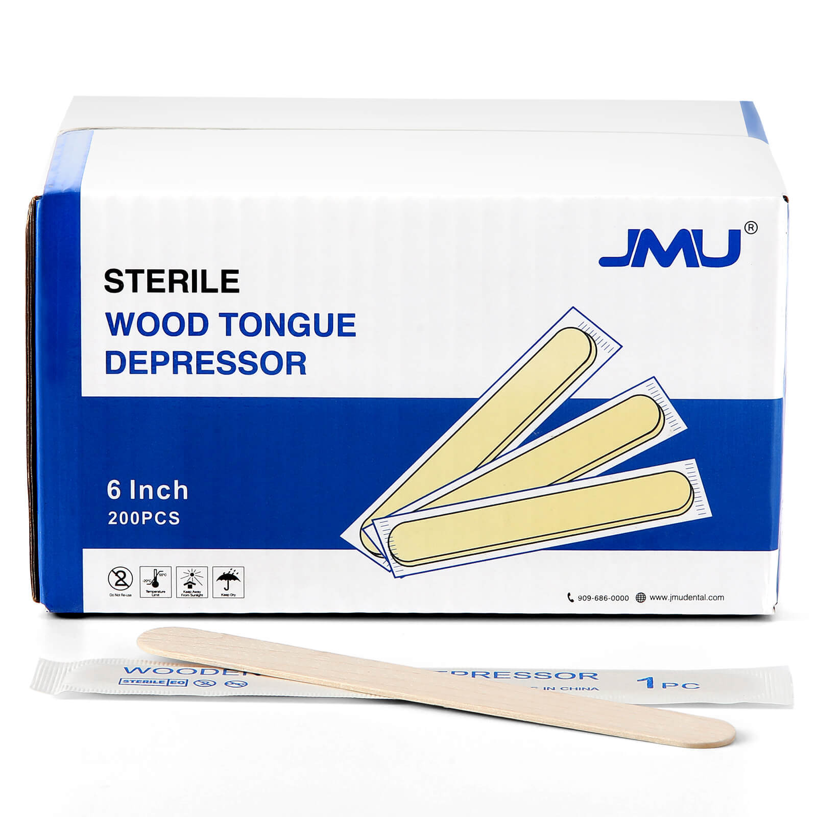 200pcs Wooden Tongue Depressors 6” Sterile Individually Wrapped Medical Purpose