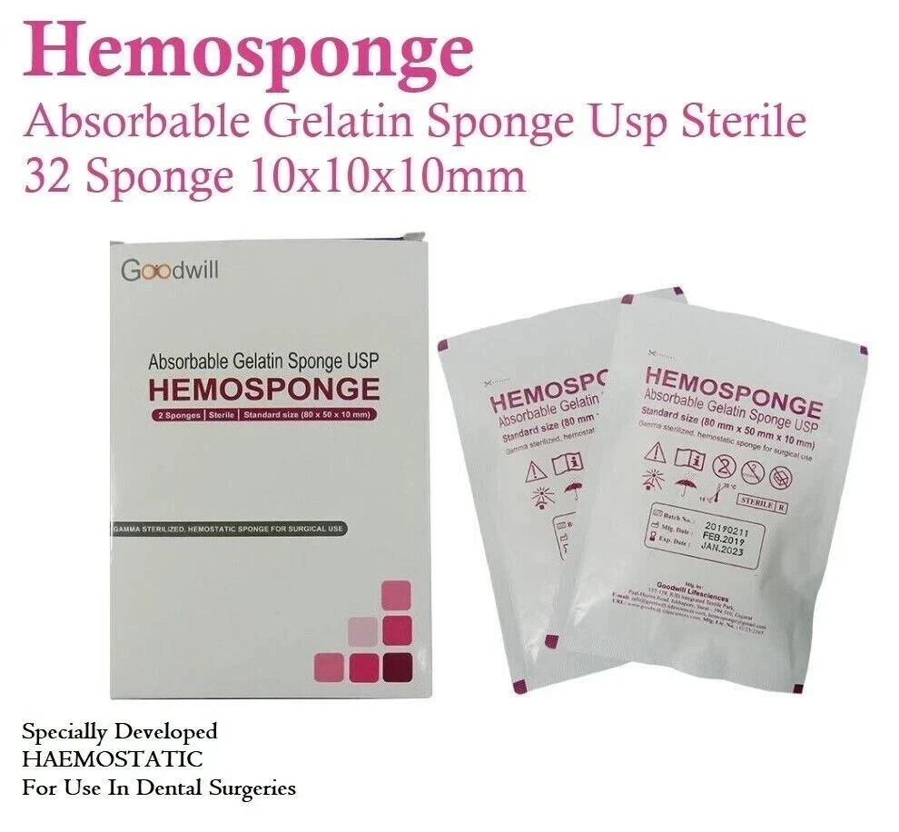 DENTAL HEMOSPONGE ABSORBABLE GELATIN SPONGE STERILE SPONG.