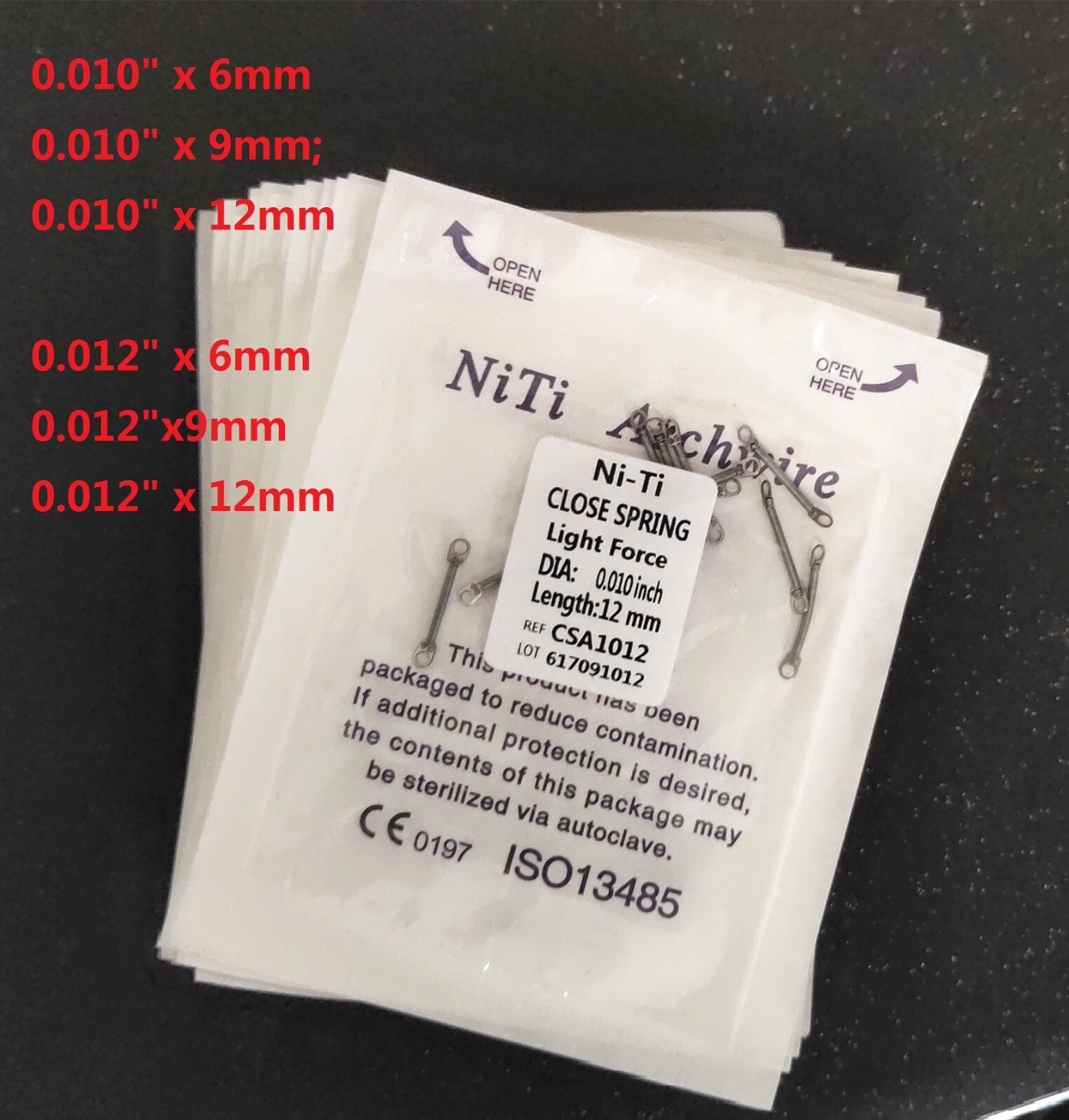 5Bags Dental Orthodontic Niti Alloy Closed Coil Spring 6/9/12mm Medium Force