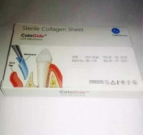 GTR Membrane 10 x 15mm Dental Pack Of 10 New Colo Gide Sterile Collagen Sheet F