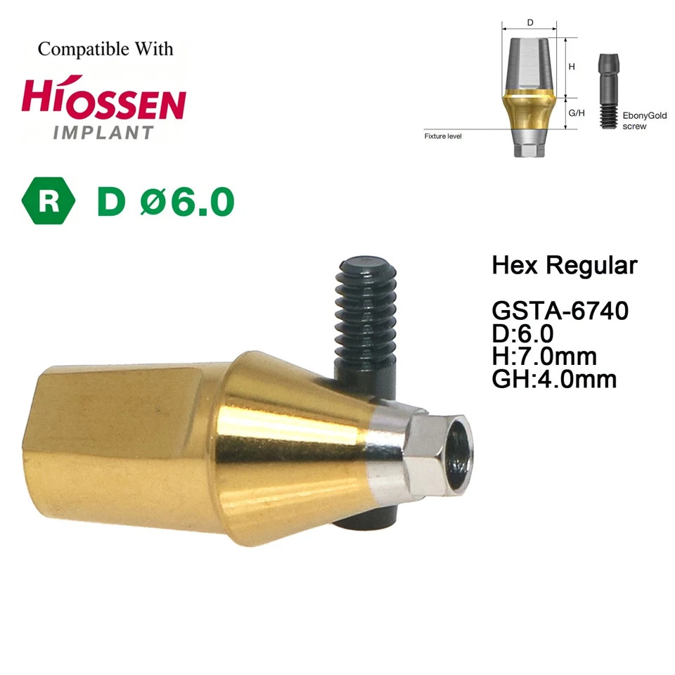 US Dental Straight Transfer Abutment Hex Regular D6.0 Fits Osstem Hiossen TS